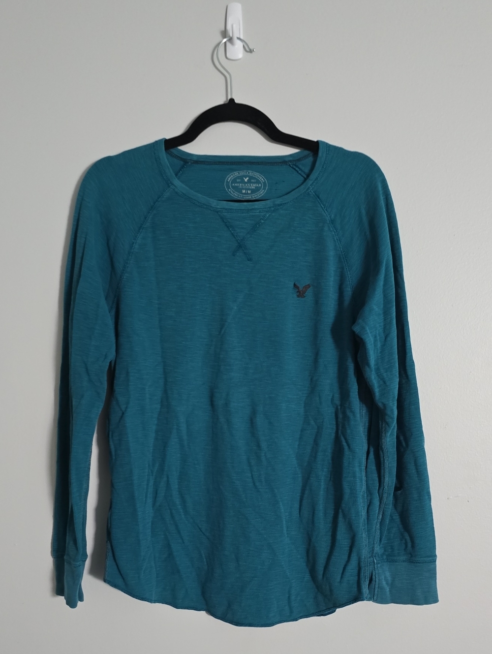 American Eagle Outfitters Teal Long-Sleeve Crewneck Tee